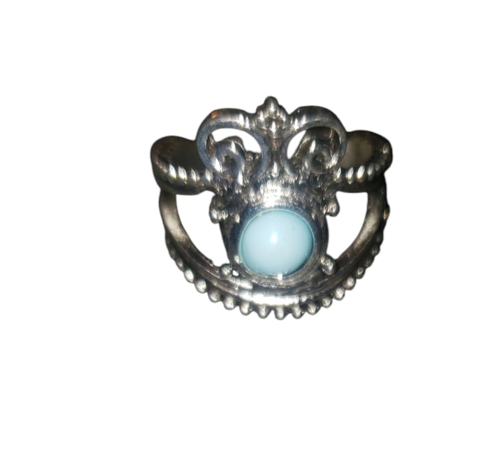 Elegant Silver Ring with Blue Faux Stone